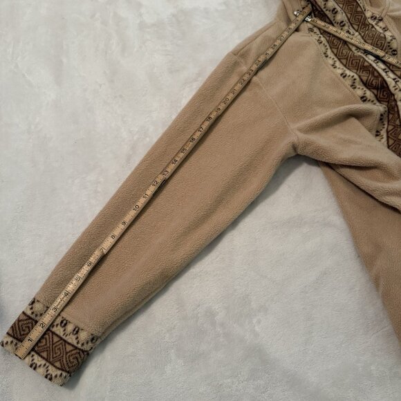 Nick & Sarah Plush Fleece Full Zip Up Hoodie Jacket Tan & Brown Boho Size Large - Picture 6 of 8